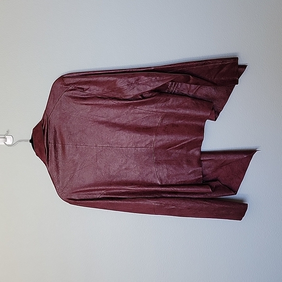 Worthington Edgy burgundy drape front faux suede jacket large - Picture 6 of 6